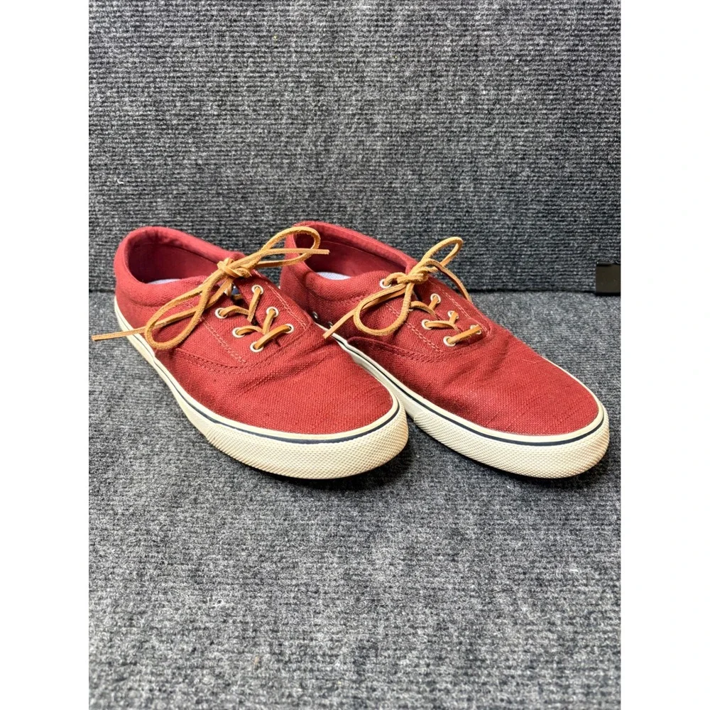 Sperry Mens Striper II CVO Burlap Red Canvas Sneakers STS23057 Size 11